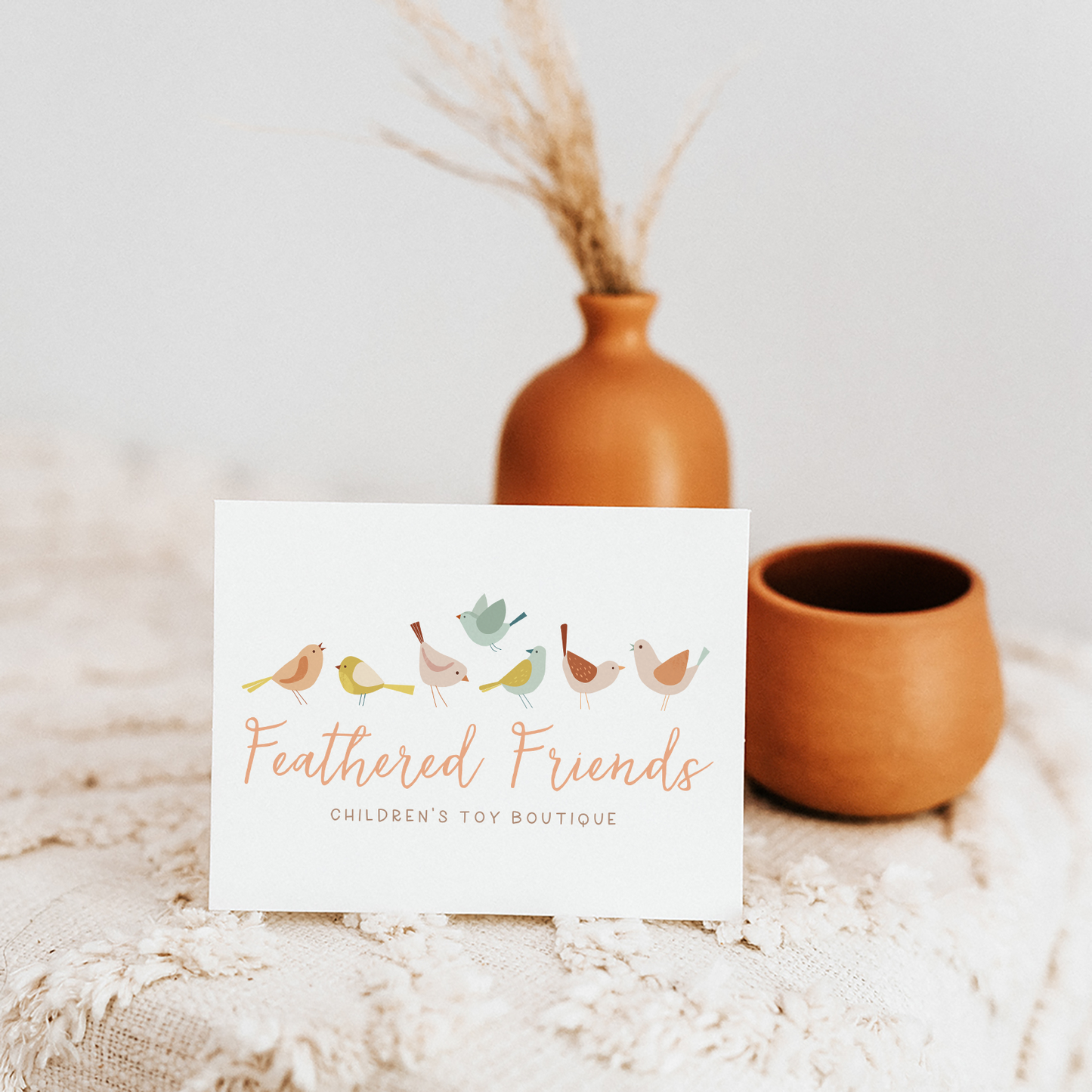 Feathered Friends | Premade Logo Design | Bird, Animal, Childrens, Baby, Whimsical, Kids