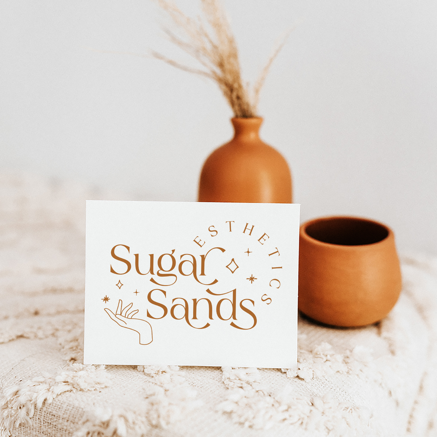 Sugar Sands | Premade Logo Design | Modern Boho, Hand, Line Art, Sparkle, Bohemian