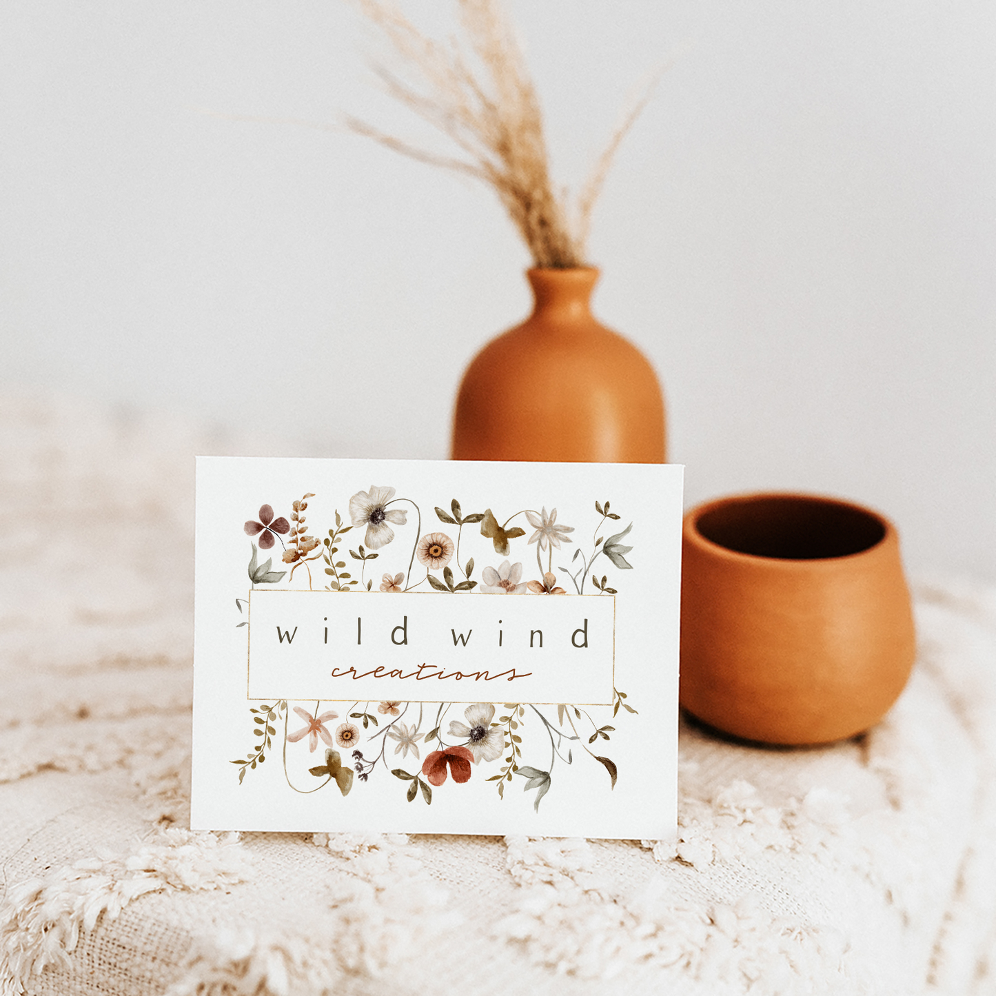 Wild Wind | Premade Logo Design | Wildflower, Autumn Floral, Woodland, Watercolor, Farmhouse