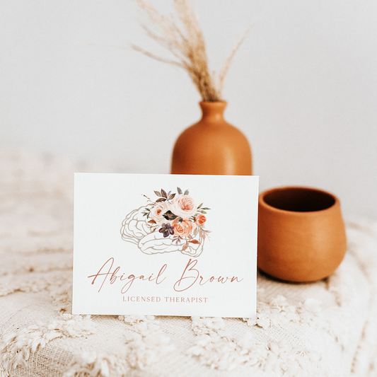 Abigail Brown | Premade Logo Design | Brain, Mental Health, Boho, Floral, Therapist, Line Art