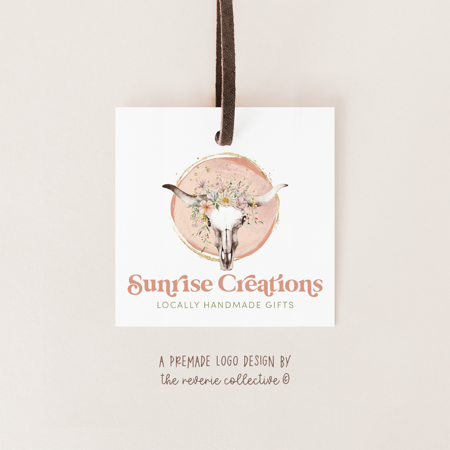 Sunrise Creations | Premade Logo Design | Cow Skull, Wildflower, Western, Boho, Girly Floral