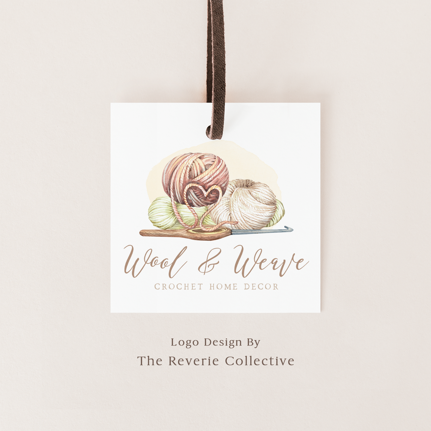 Wool & Weave | Premade Logo Design | Crochet Hook, Yarn Ball, Wool Skein, Farmhouse