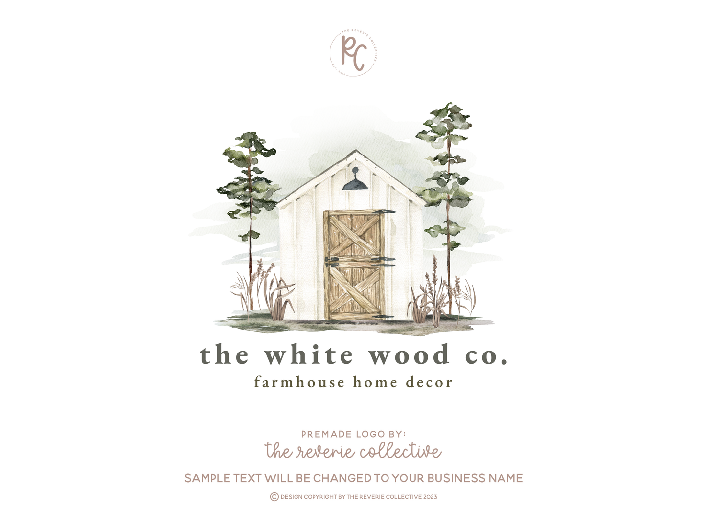 The White Wood Co. | Premade Logo Design | White Barn, Home, She Shed, Real Estate, Farmhouse