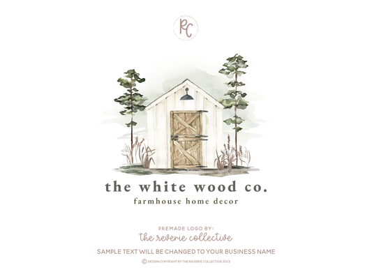 The White Wood Co. | Premade Logo Design | White Barn, Home, She Shed, Real Estate, Farmhouse