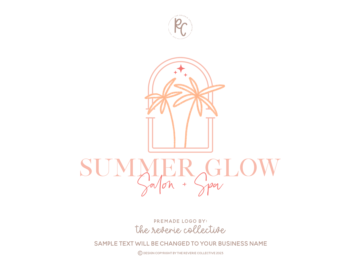 Summer Glow | Premade Logo Design | Colorful Boho, Palm Tree, Tropical, Modern