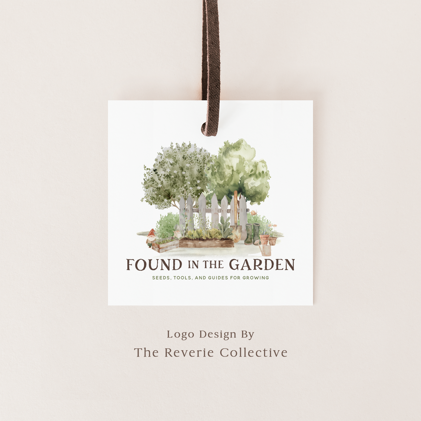 Found In The Garden | Premade Logo Design | Rustic Homestead, Planter Boxes, Garden Gnome