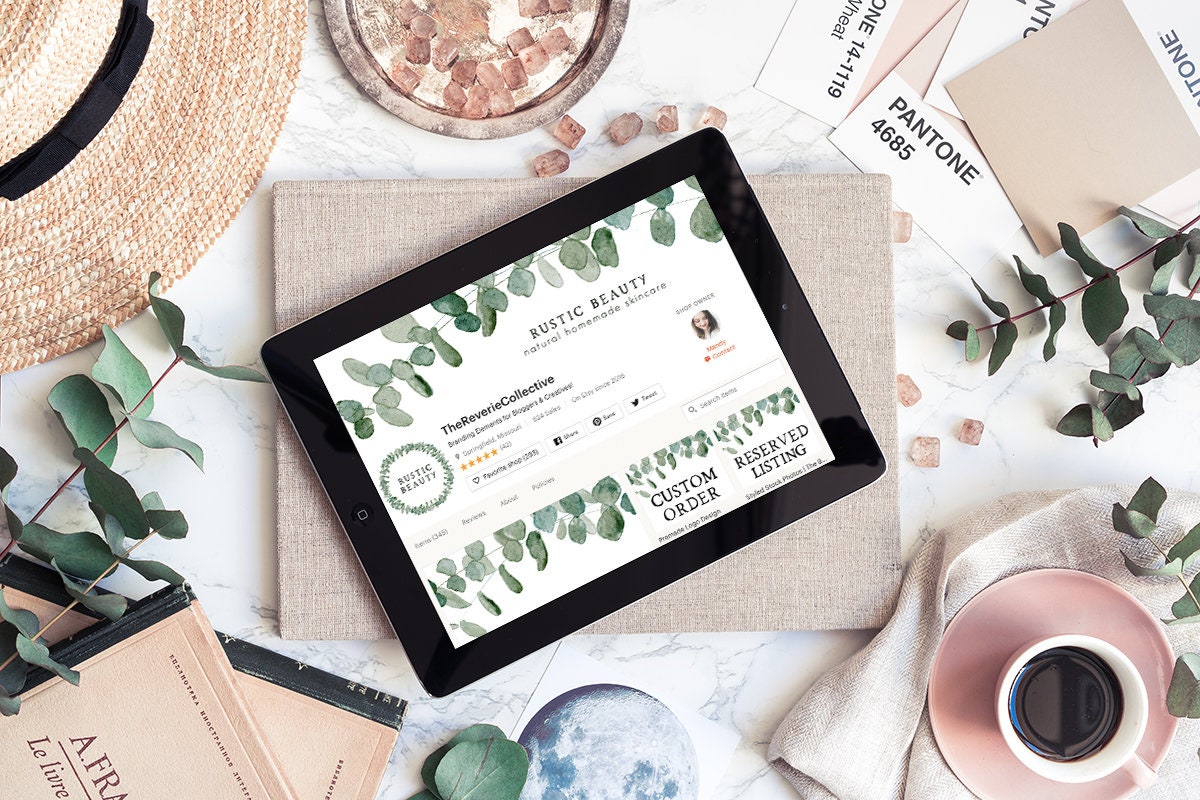 Rustic Beauty | Etsy Shop Branding Kit | Eucalyptus, Greenery, Farmhouse