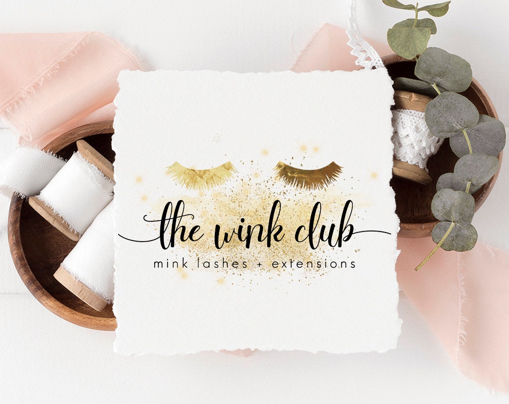 The Wink Club | Premade Logo Design | Eyelashes, Gold Foil, Lash Extension, Beauty