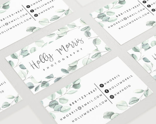 Holly Morris | Premade Business Card Design | Botanical, Eucalyptus, Greenery