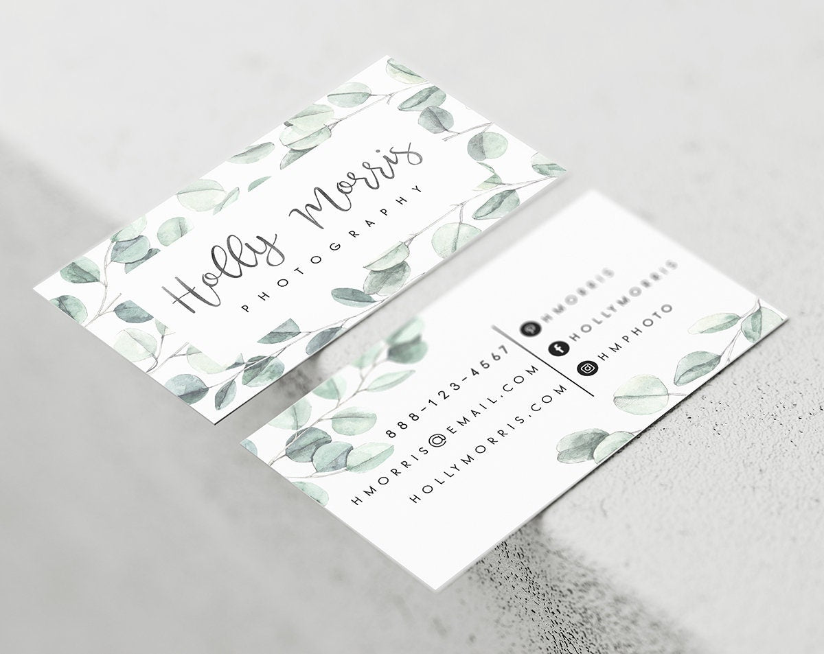 Holly Morris | Premade Business Card Design | Botanical, Eucalyptus, Greenery