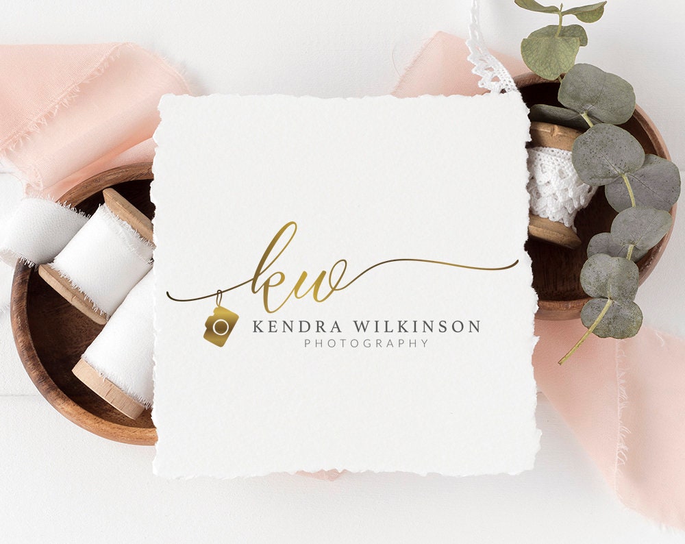 Kendra Wilkinson | Premade Logo Design | Camera, Photography, Gold Foil, Initials