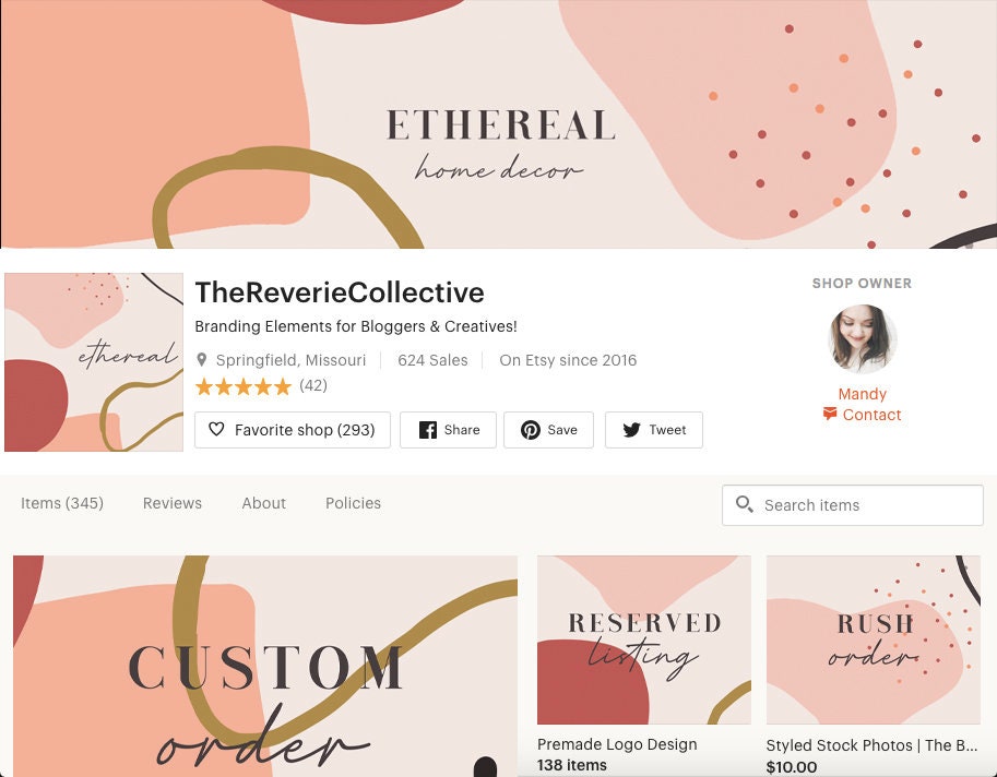 Ethereal | Etsy Shop Branding Kit | Modern Boho, Abstract, Geometric