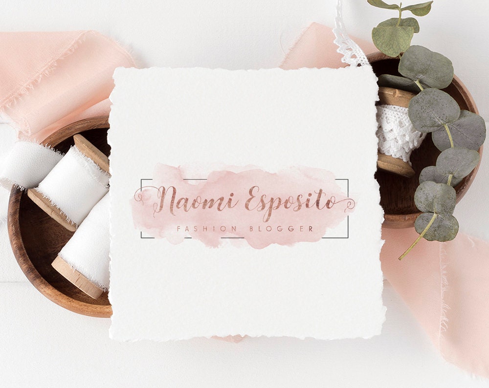 Naomi Esposito | Premade Logo Design | Pink Watercolor, Rose Gold, Fashion, Makeup