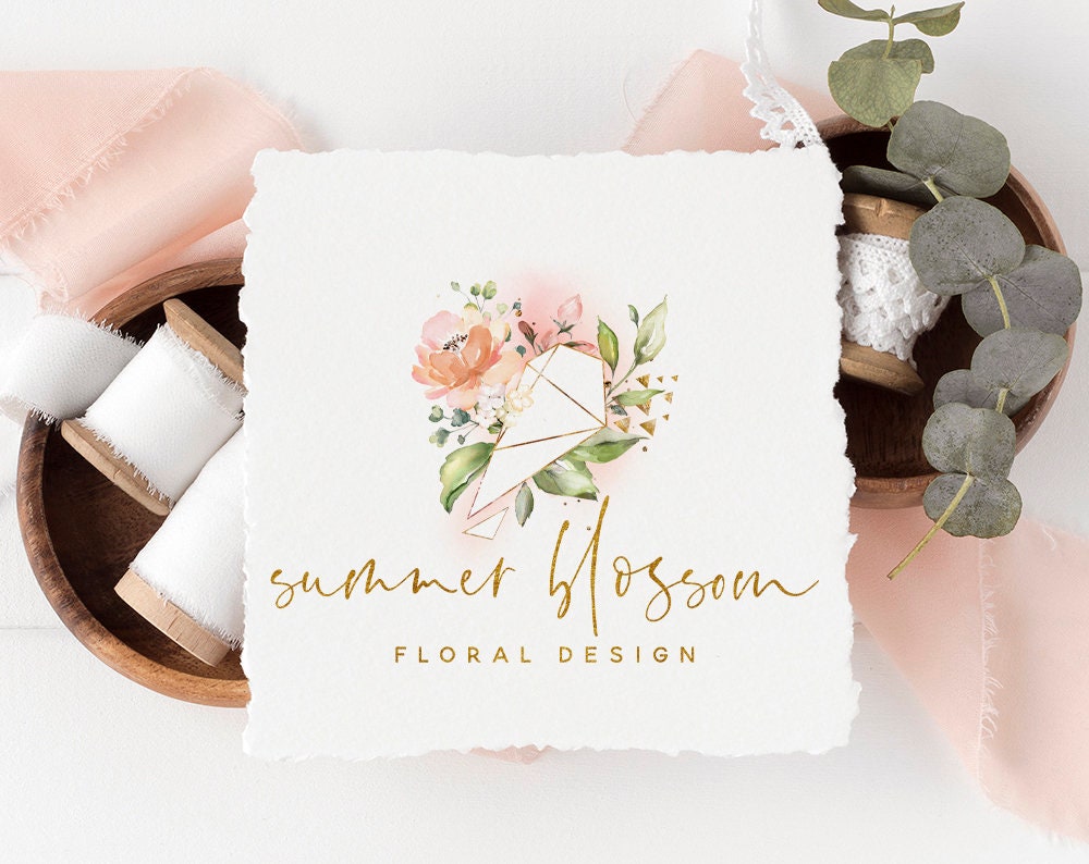 Summer Blossom | Premade Logo Design | Watercolor Floral, Flower Shop, Bouquet, Wedding