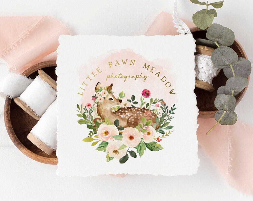 Little Fawn Meadow | Premade Logo Design | Deer, Watercolor, Farmhouse