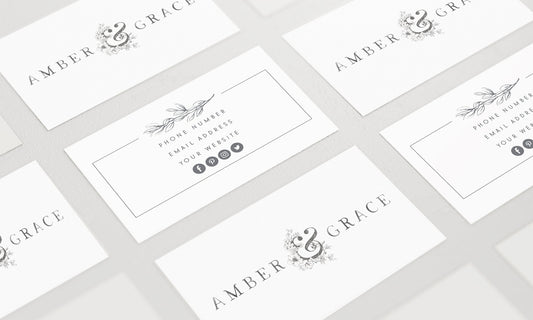 Amber & Grace | Premade Business Card Design | Fine Art, Romantic, Floral, Farmhouse