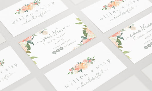 Willow + Wisp | Premade Business Card Design | Floral Bouquet, Farmhouse, Cottage