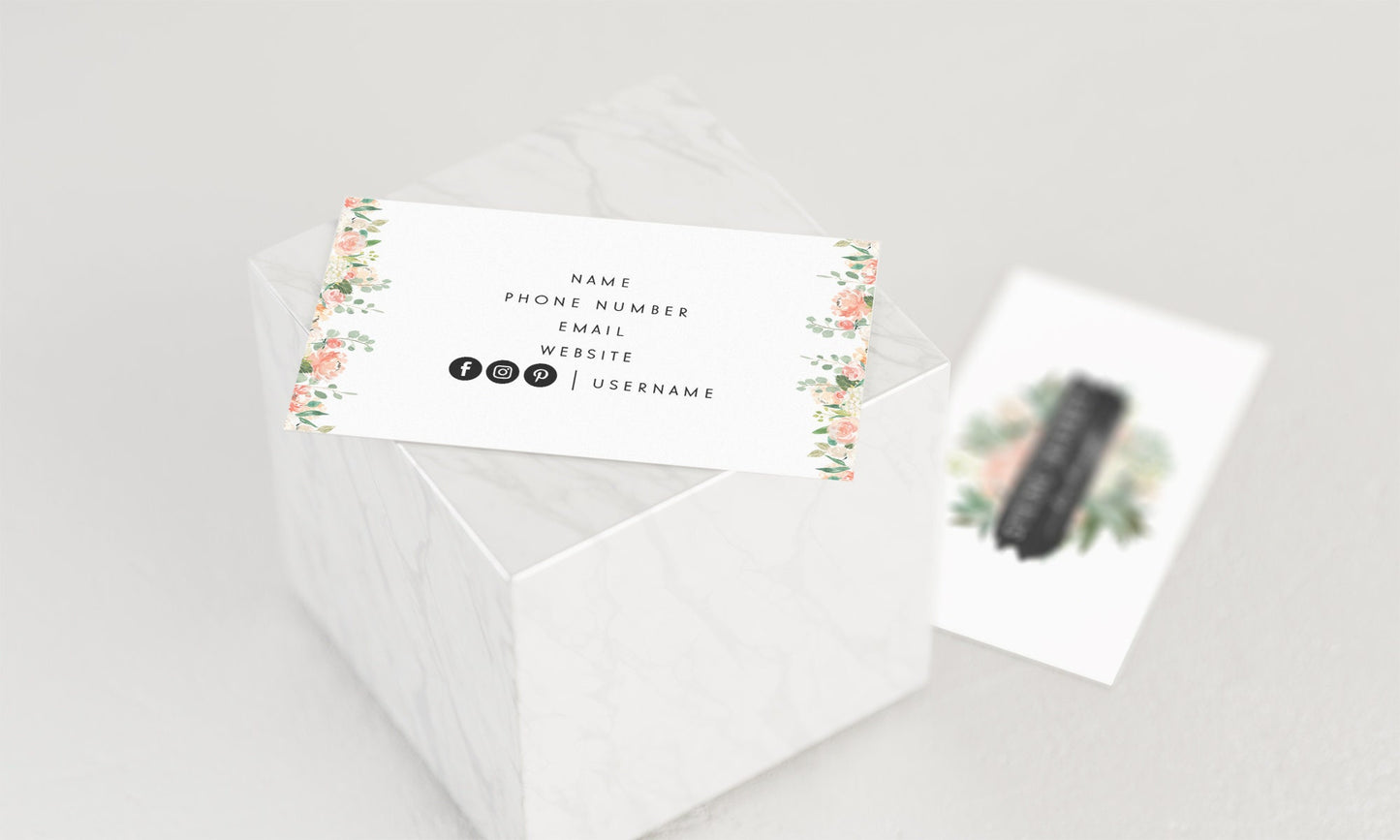 Spring Market | Premade Business Card Design | Floral Wreath, Ribbon Banner, Farmhouse