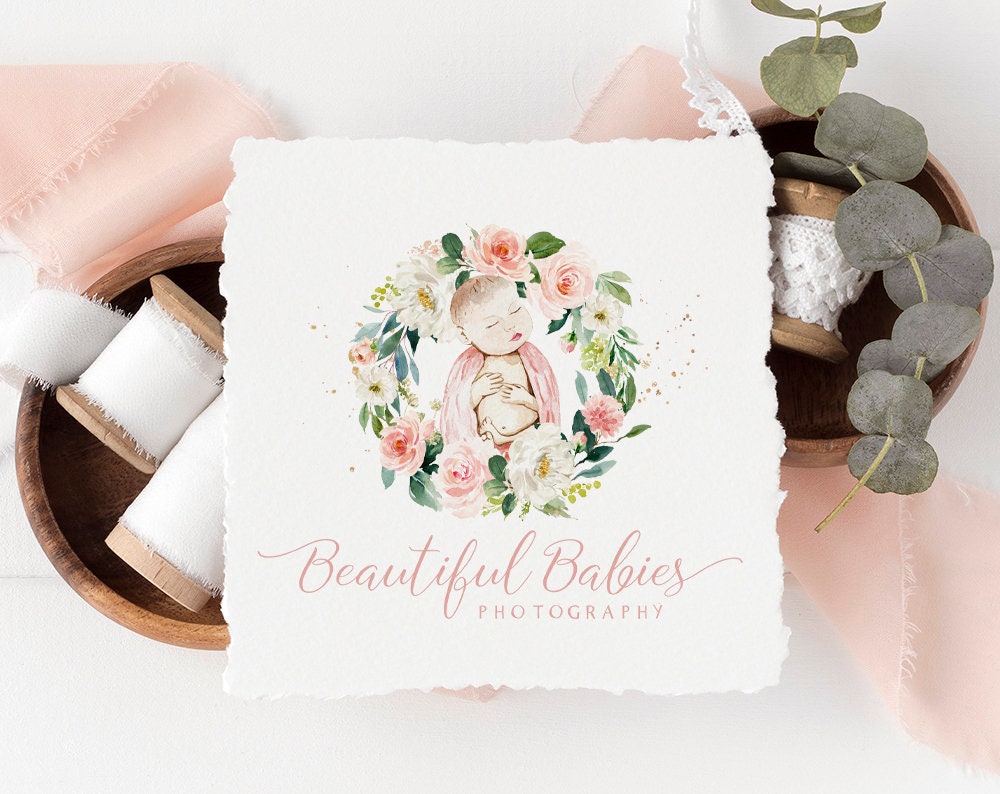 Beautiful Babies | Premade Logo Design | Newborn, Midwife, Doula, Maternity, Floral