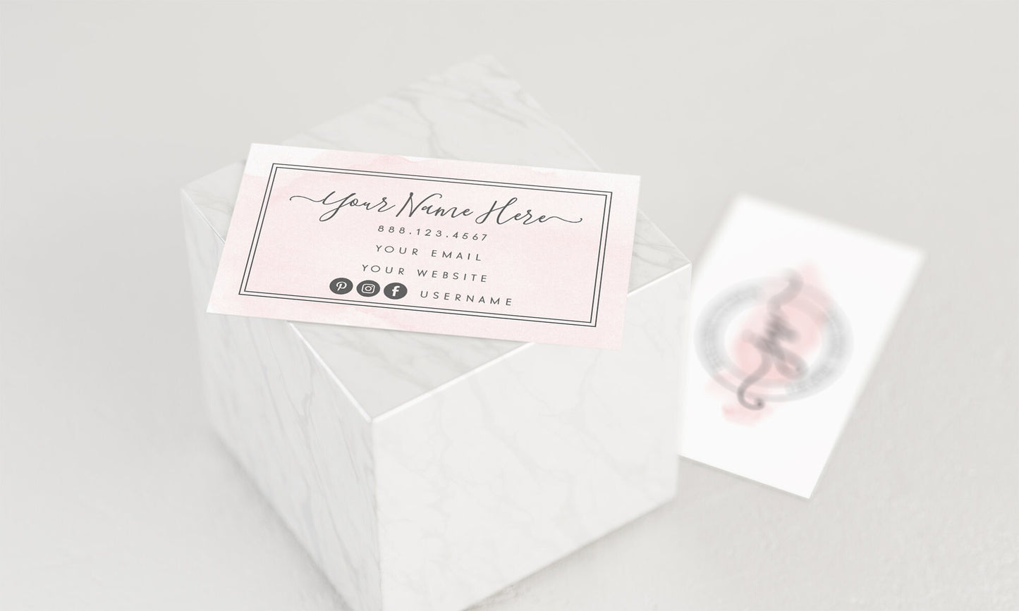 Jessamine Watson | Premade Business Card Design | Pink Watercolor, Monogram