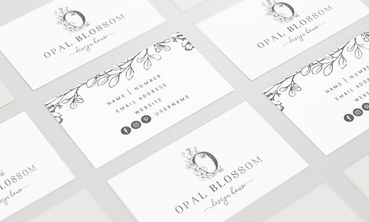Opal Blossom | Premade Business Card Design | Fine Art, Farmhouse, Hand Drawn