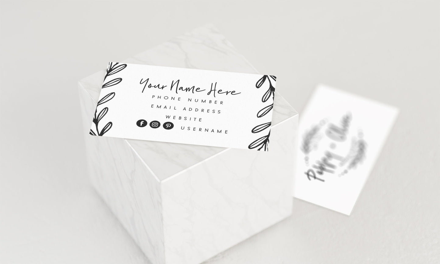 Poppy + Olive | Premade Business Card Design | Hand Drawn, Farmhouse, Botanical