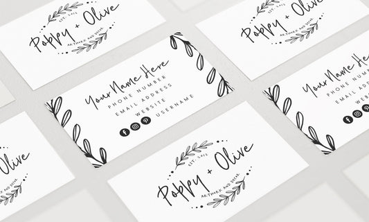 Poppy + Olive | Premade Business Card Design | Hand Drawn, Farmhouse, Botanical