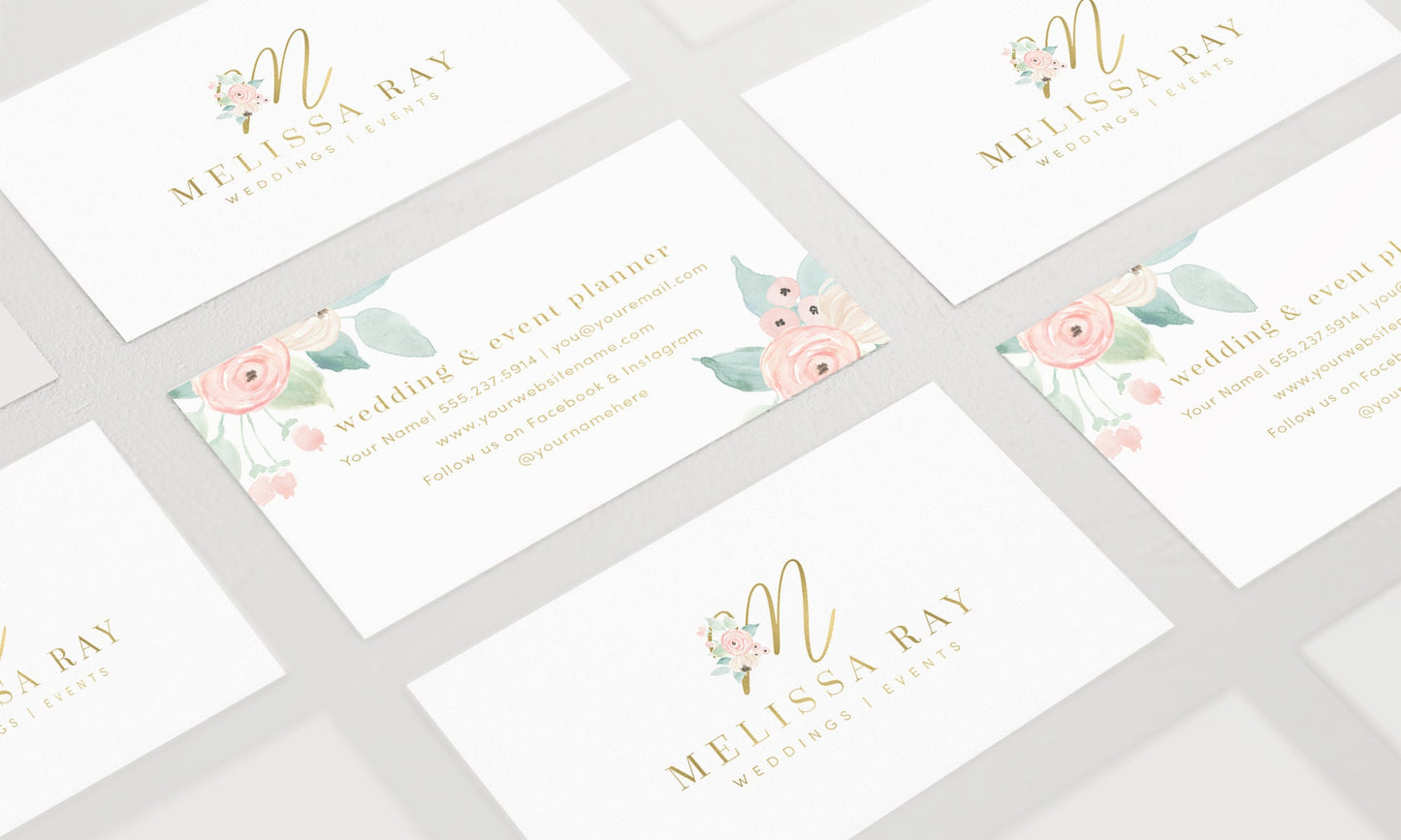 Melissa Ray | Premade Business Card Design | Feminine, Pastel, Flora, Monogram