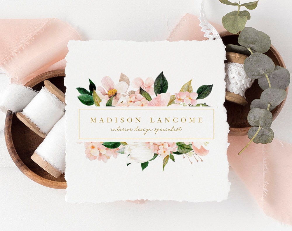 Madison Lancome | Premade Logo Design | Floral, Gold Foil, Frame, Preppy, Feminine