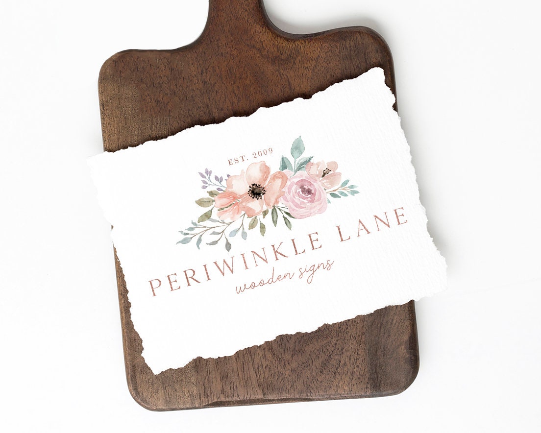 Periwinkle Lane | Premade Logo Design | Watercolor Floral, Pastel, Whimsical, Fantasy
