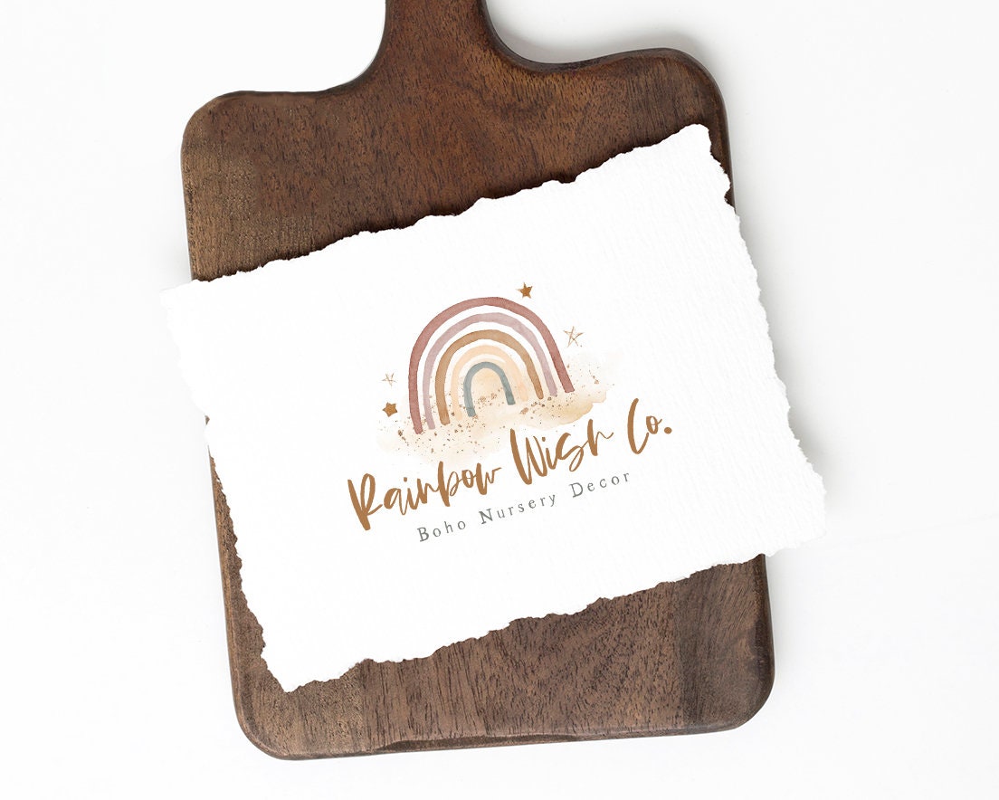 Rainbow Wish Co. | Premade Logo Design | Bohemian, Newborn, Boho, Cloud, Baby