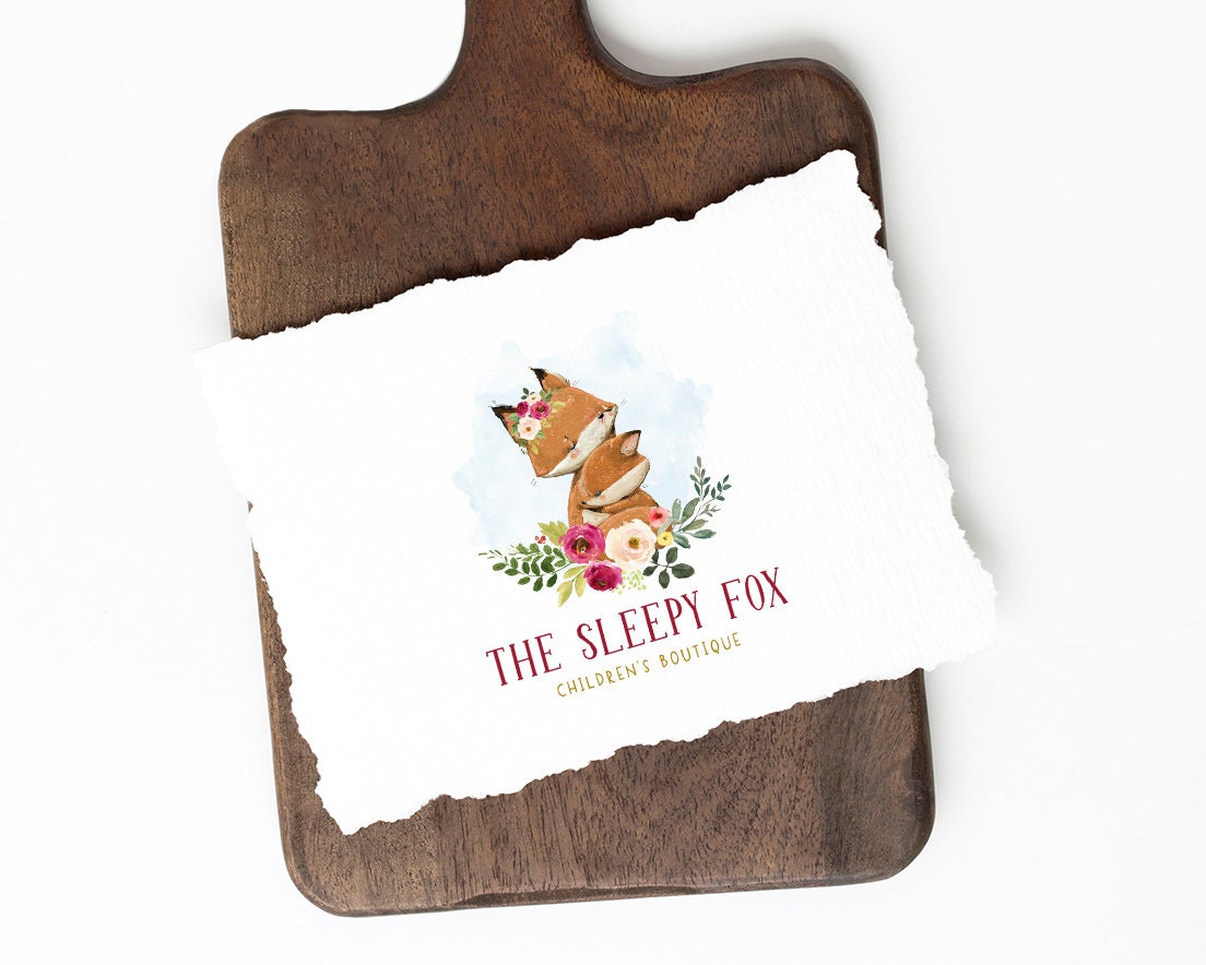 The Sleepy Fox | Premade Logo Design | Children's, Kids, Woodland, Forest