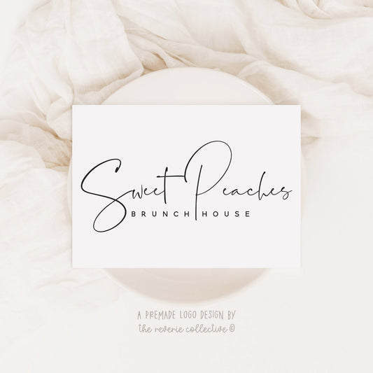 Sweet Peaches | Premade Logo Design | Handwritten, Boho, Script, Modern, Minimal