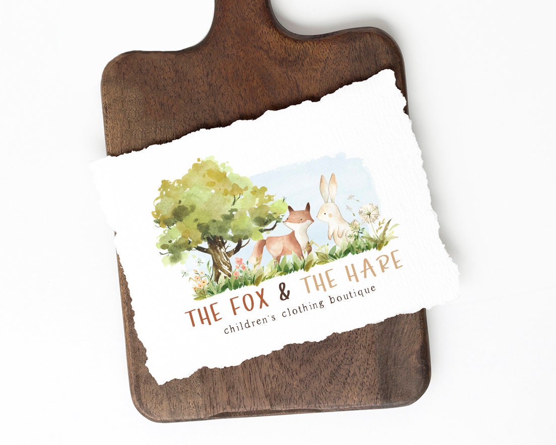The Fox & The Hare | Premade Logo Design | Children, Baby, Bunny, Rabbit
