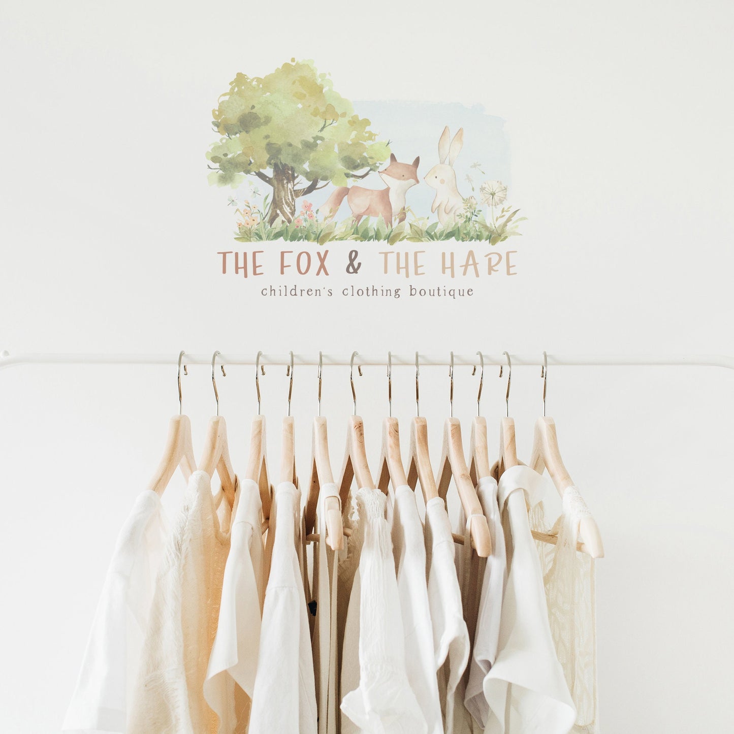 The Fox & The Hare | Premade Logo Design | Children, Baby, Bunny, Rabbit