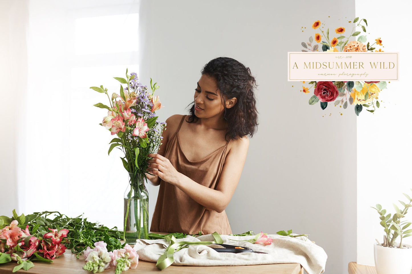 A Midsummer Wild | Premade Logo Design | Wildflower, Floral, Geometric, Gold Foil