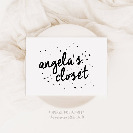 Angela's Closet | Premade Logo Design | Calligraphy, Modern, Glitter, Confetti, Minimal