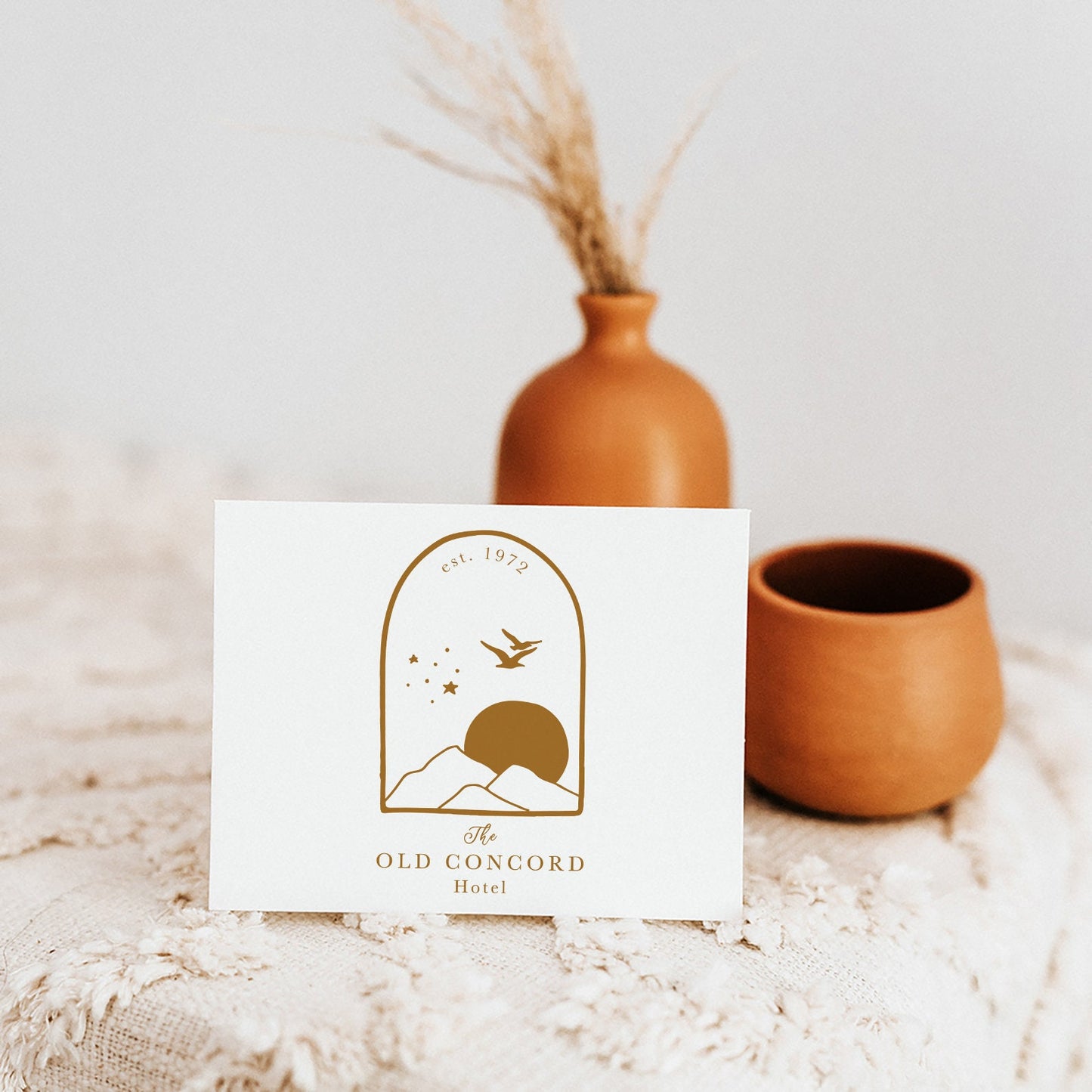 Old Concord Hotel | Premade Logo Design | Mountain, Bohemian, Line Art