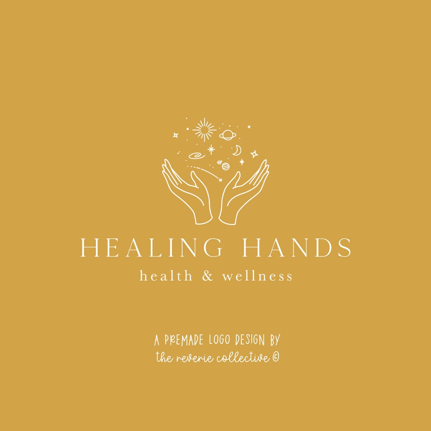 Healing Hands | Premade Logo Design | Boho, Moon, Stars, Celestial