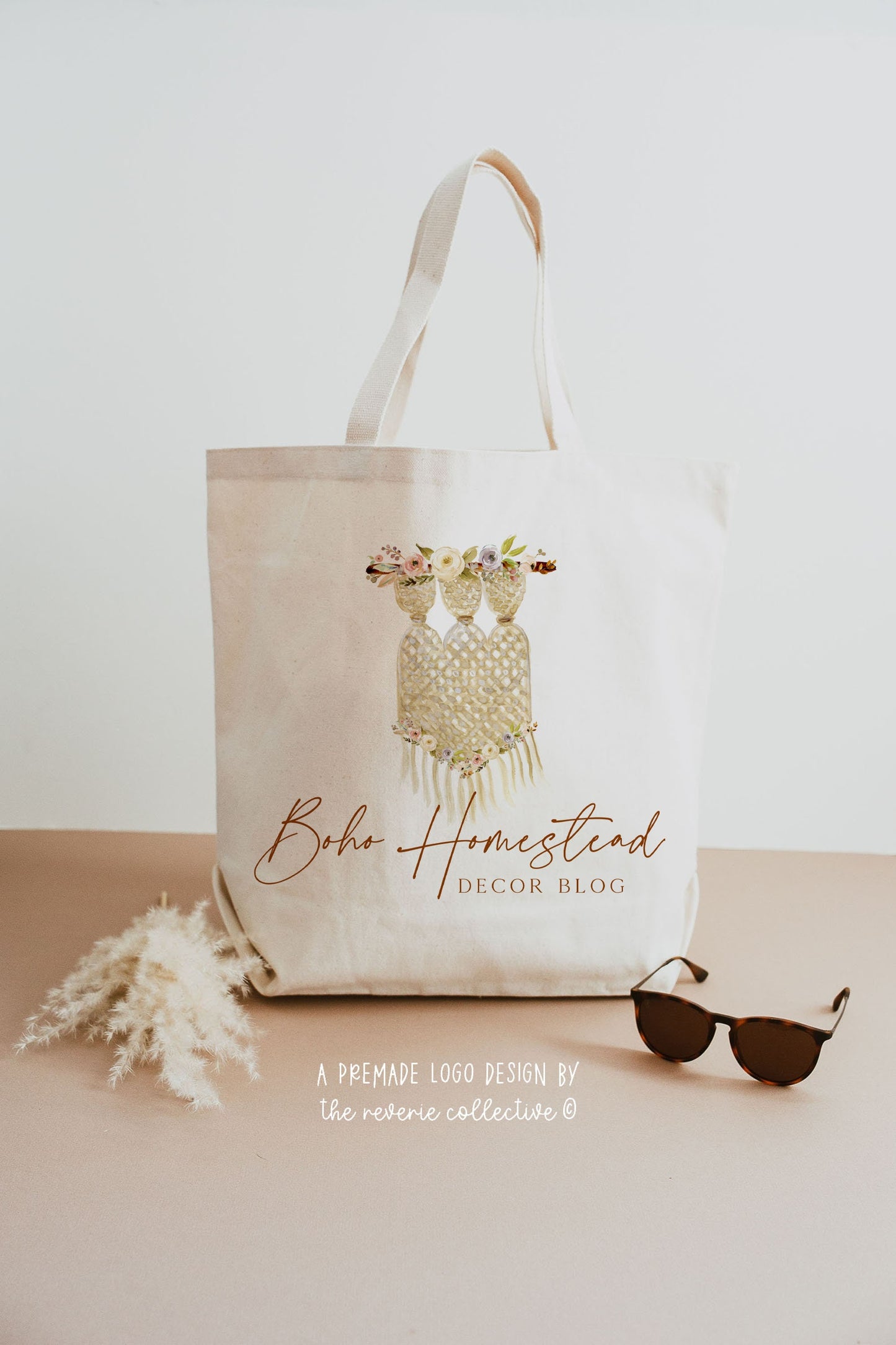 Boho Homestead | Premade Logo Design | Macrame, Bohemian, Yarn Weave, Wall Hanging