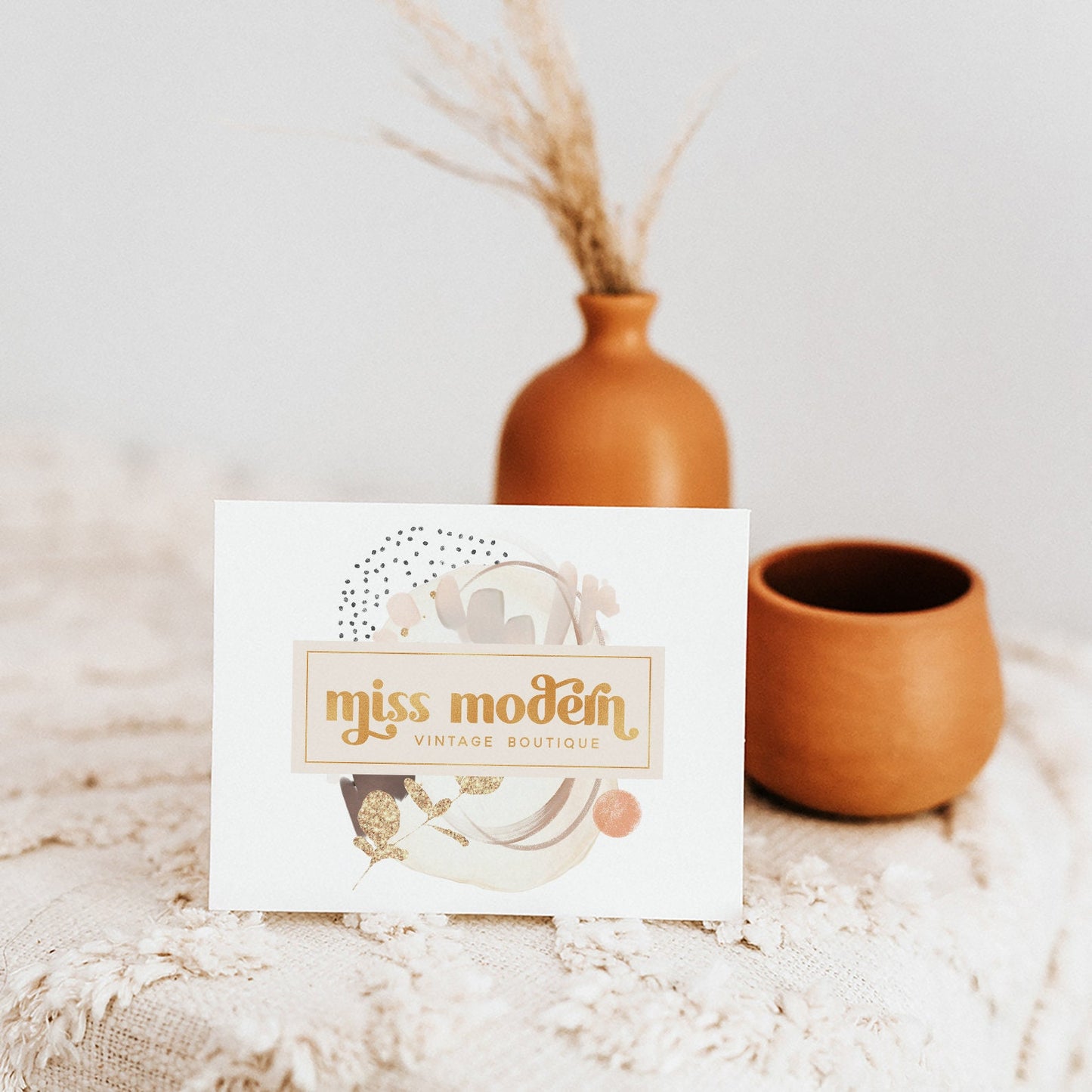 Miss Modern | Premade Logo Design | Boho, Midcentury, Neutral Abstract
