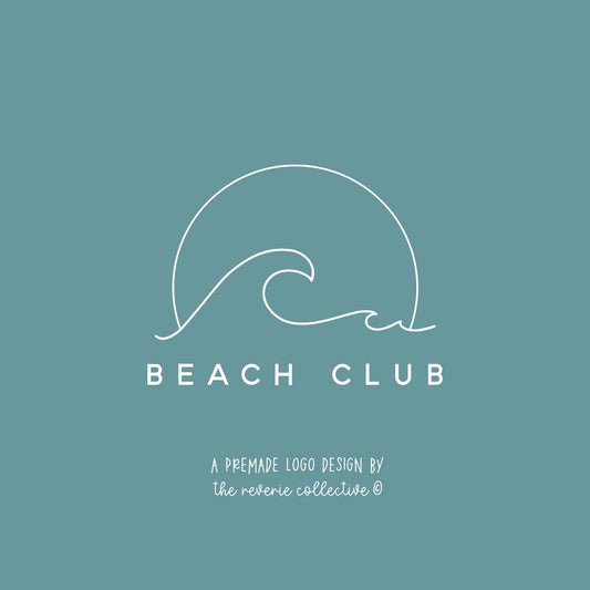 Beach Club | Premade Logo Design | Wave, Ocean, Sun, Abstract, Boho