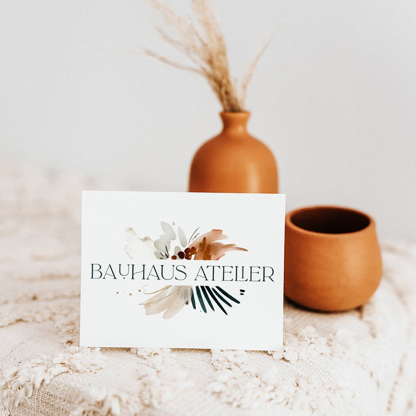 Bauhaus Atelier | Premade Logo Design | Boho, Abstract, Watercolor