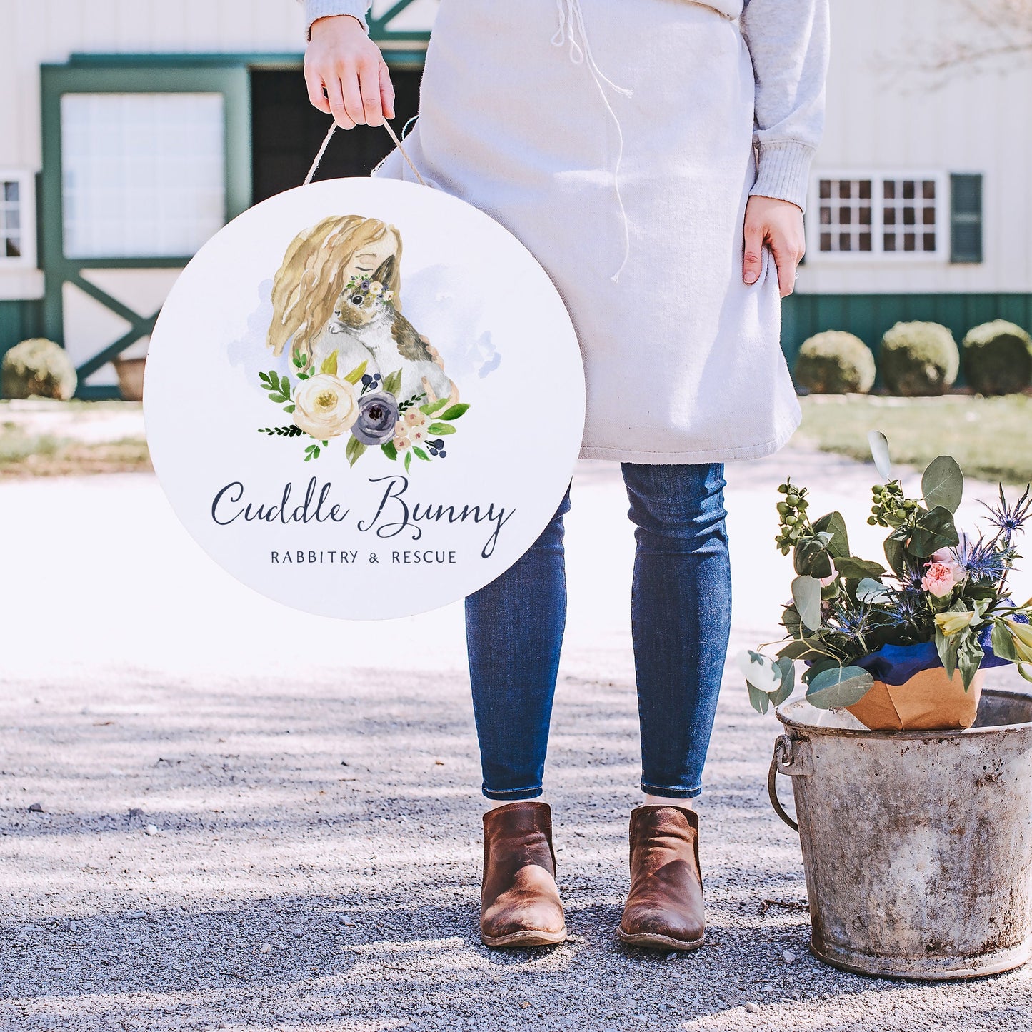 Cuddle Bunny | Premade Logo Design | Rabbit, Animal, Farm, Girl, Farmhouse, Country