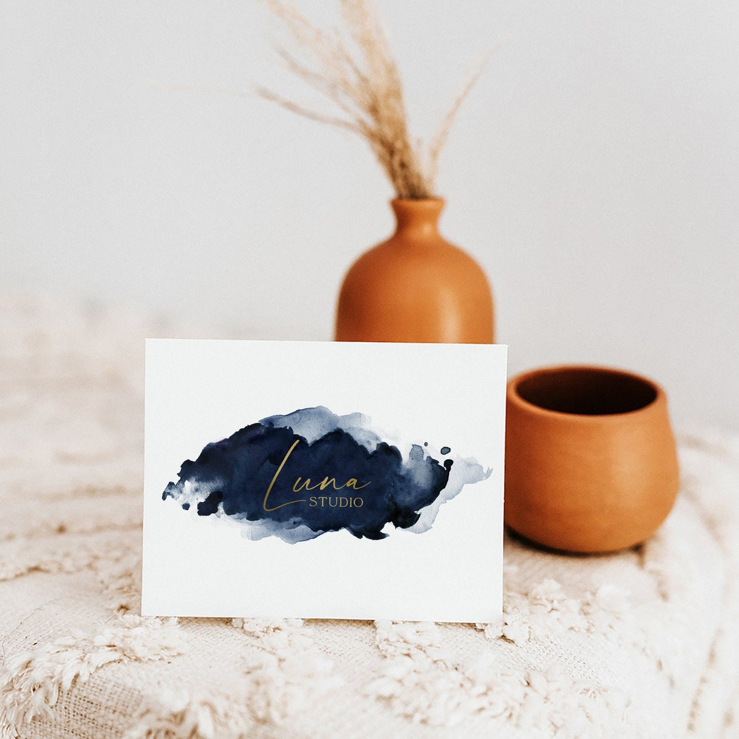 Luna Studio | Premade Logo Design | Watercolor, Ocean, Celestial, Water, Gold Foil
