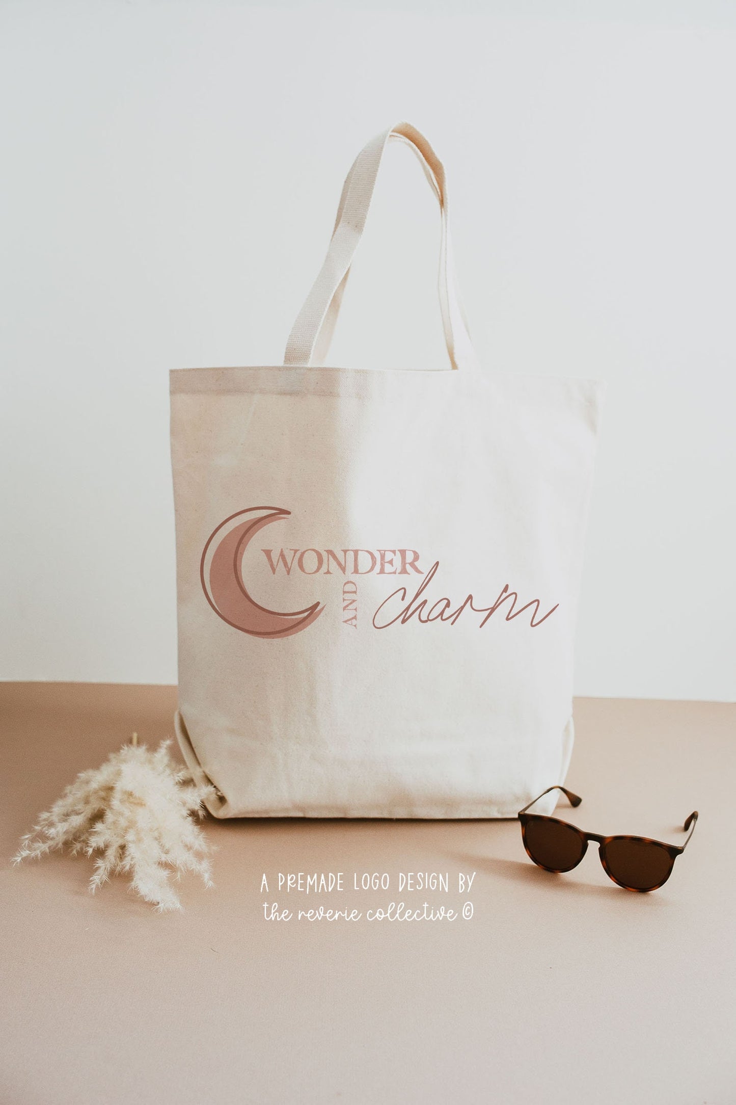 Wonder and Charm | Premade Logo Design | Crescent Moon, Bohemian, Magical