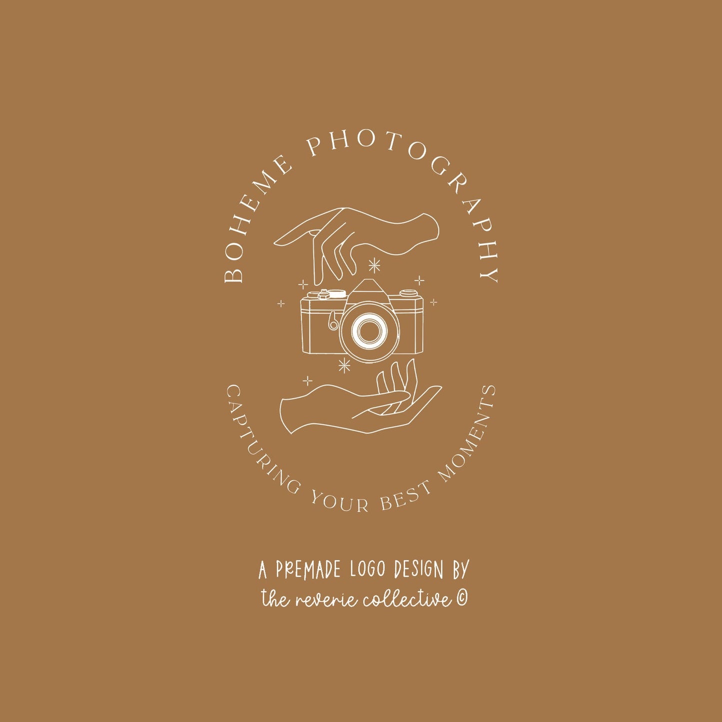 Boheme Photography | Premade Logo Design | Line Art, Hands, Camera, Boho, Mystical