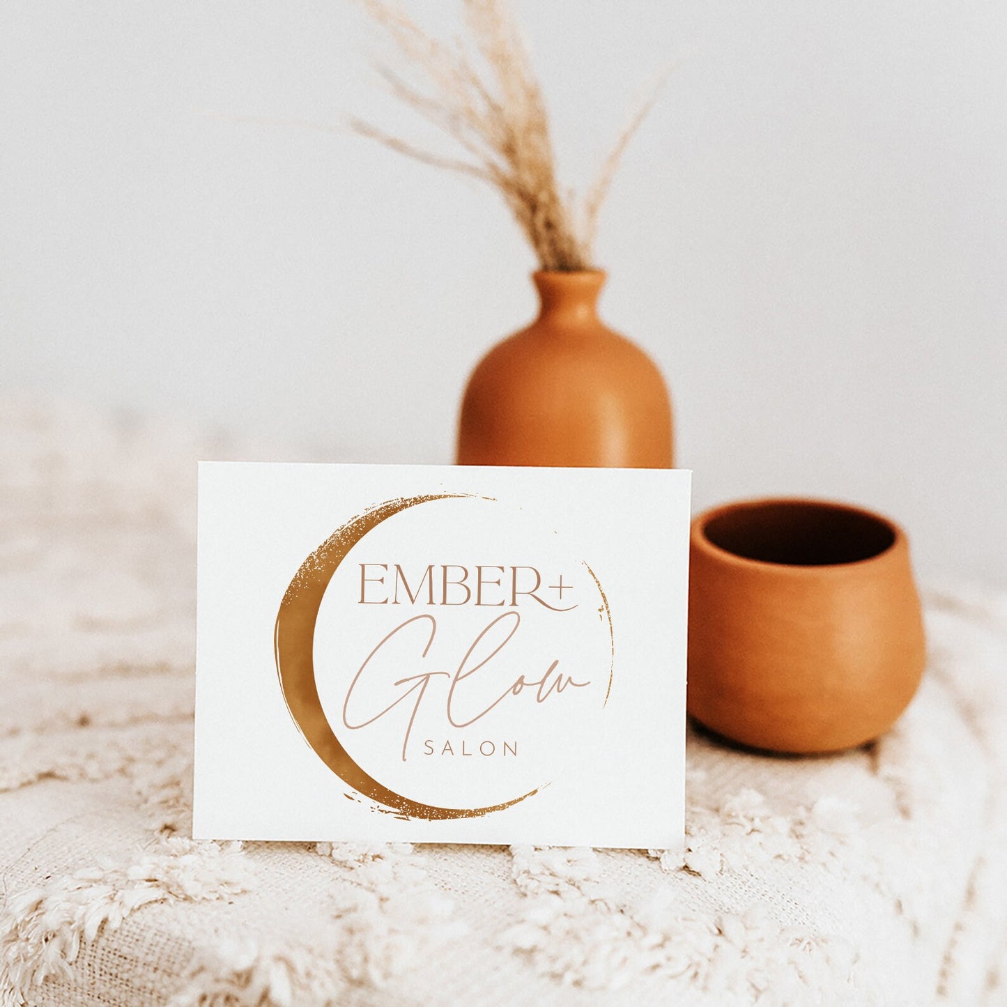 Ember + Glow | Premade Logo Design | Abstract Boho, Crescent Moon, Bohemian