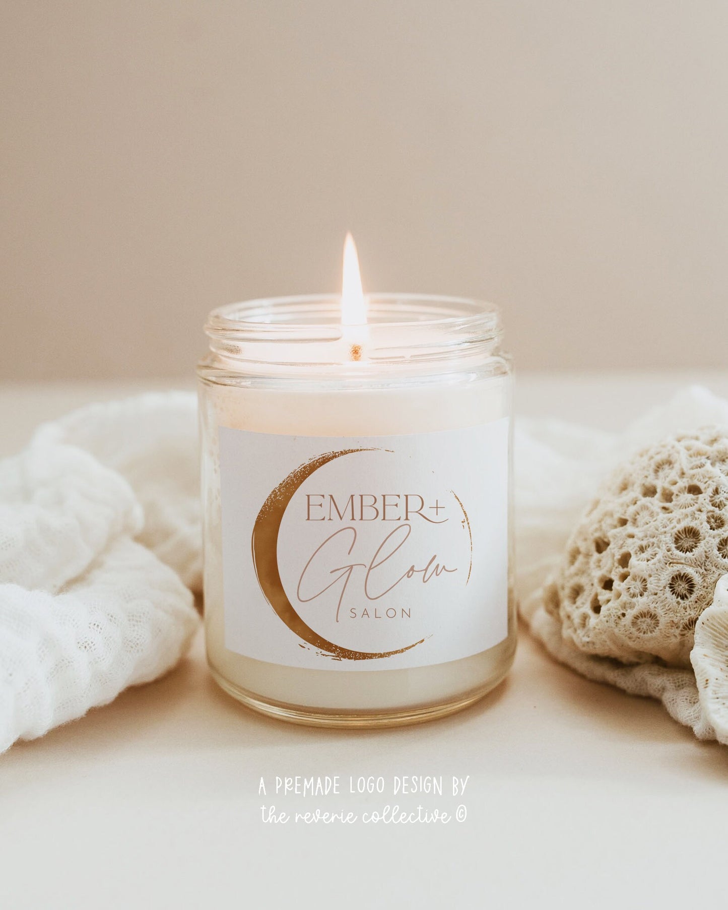 Ember + Glow | Premade Logo Design | Abstract Boho, Crescent Moon, Bohemian