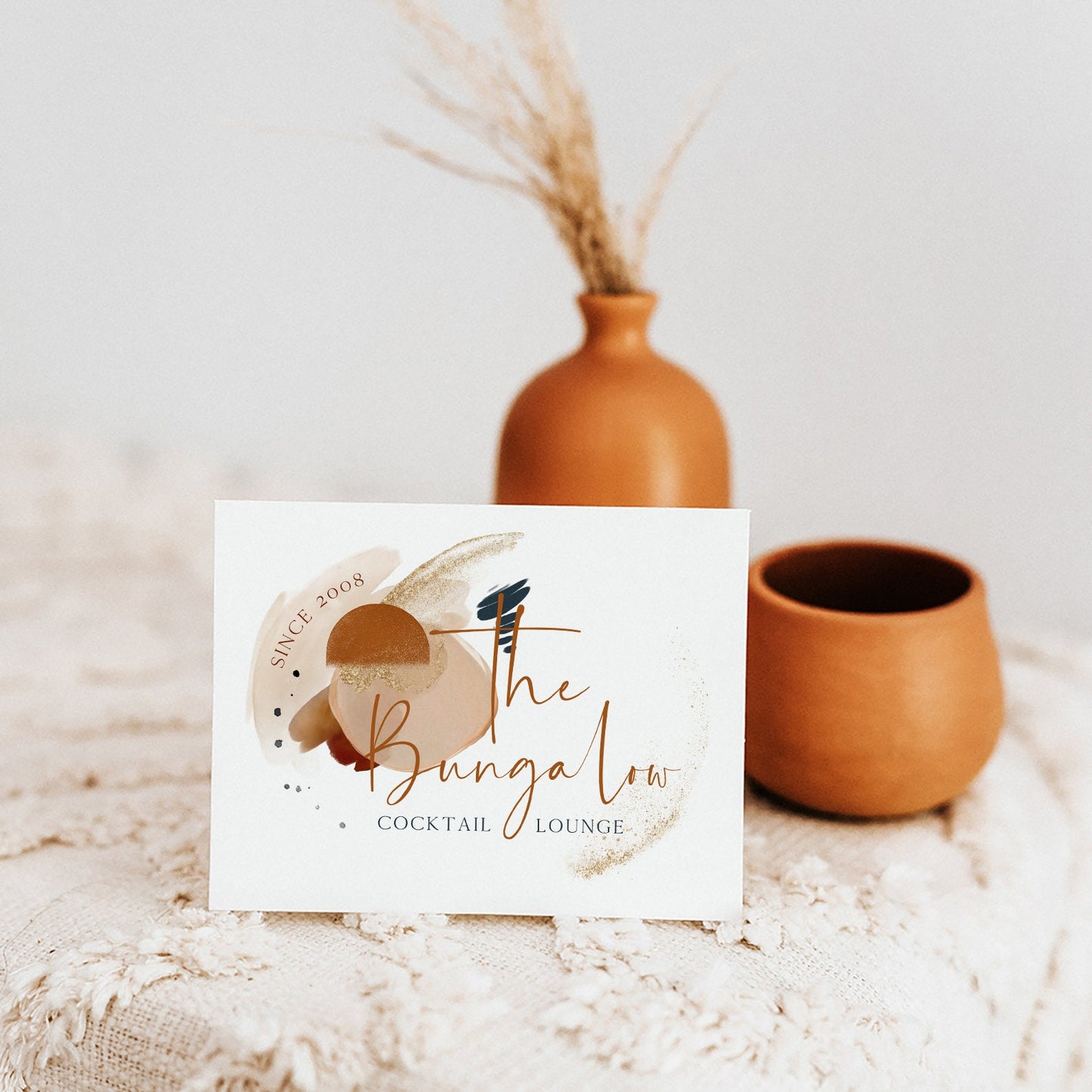 The Bungalow | Premade Logo Design | Boho, Warm Abstract, Neutral